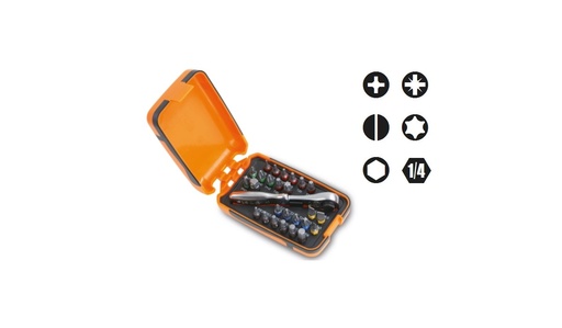 Beta 860/C27 – 25 inserti per avvitatori, 1 raccordo e 1 cricchetto reversibile in astuccio tascabile